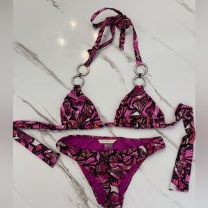 Pink Butterfly Print Bikini